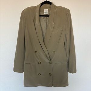 Moda International Vintage Silk Double Breasted Blazer Dusty Olive Size 4